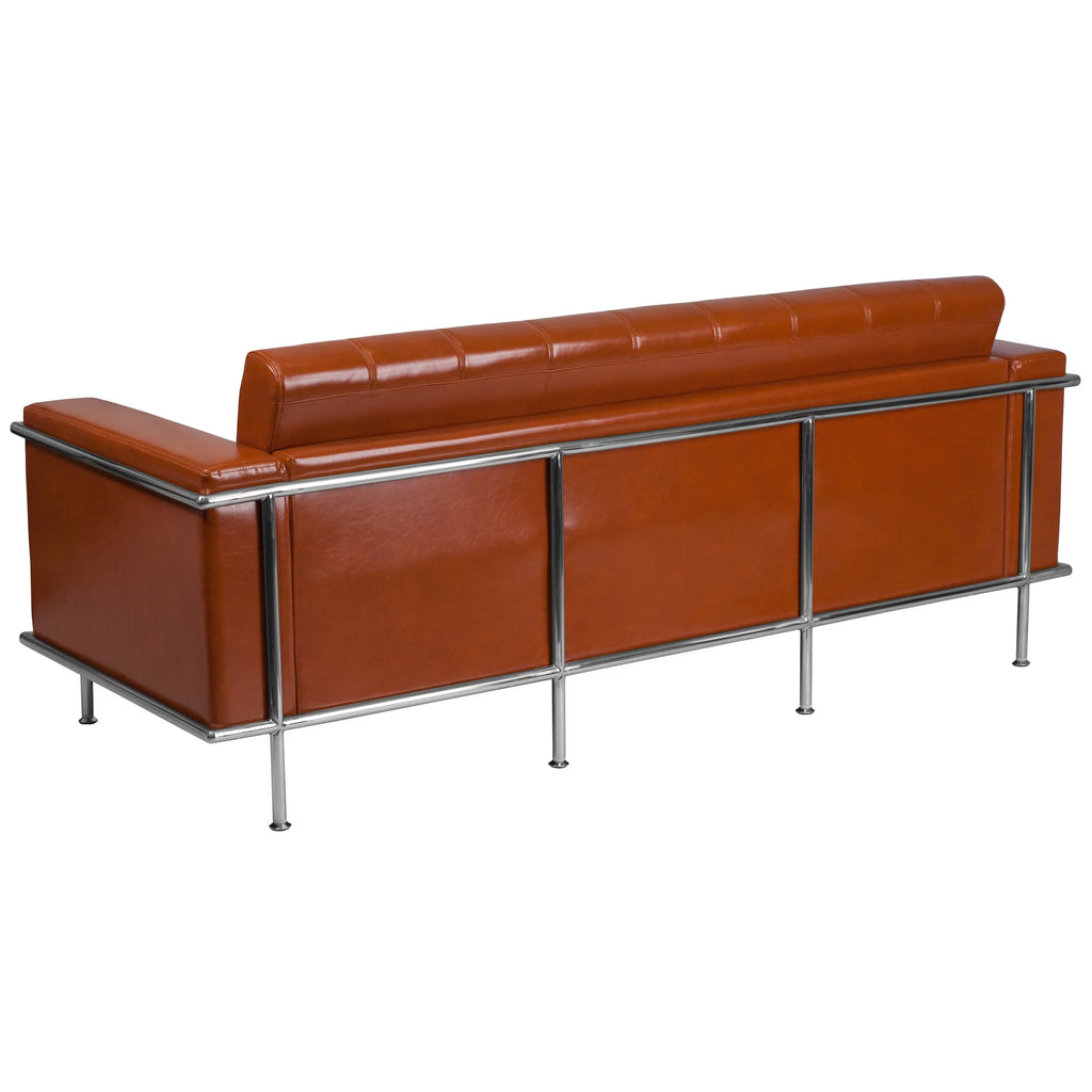 Grey Faux Leather Sofa L5778