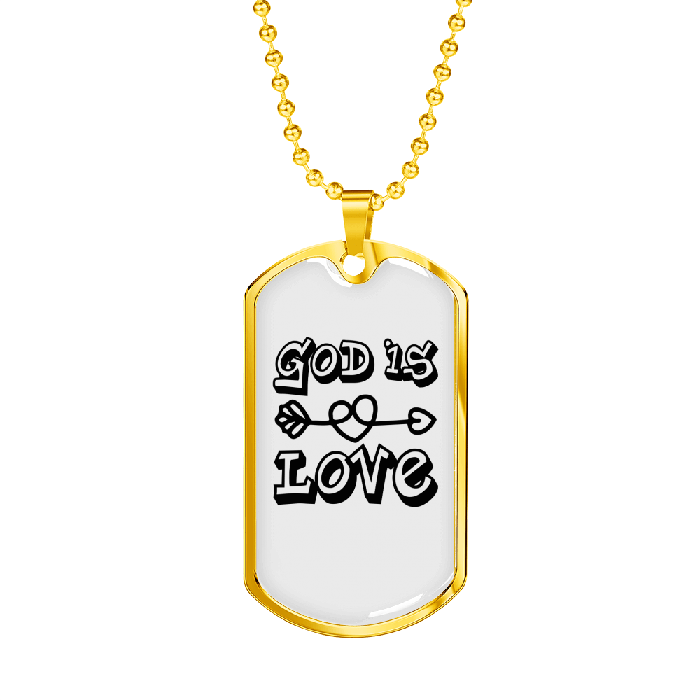 Stainless Steel or 18k Gold Dog Tag Necklace with 24" Chain E69929