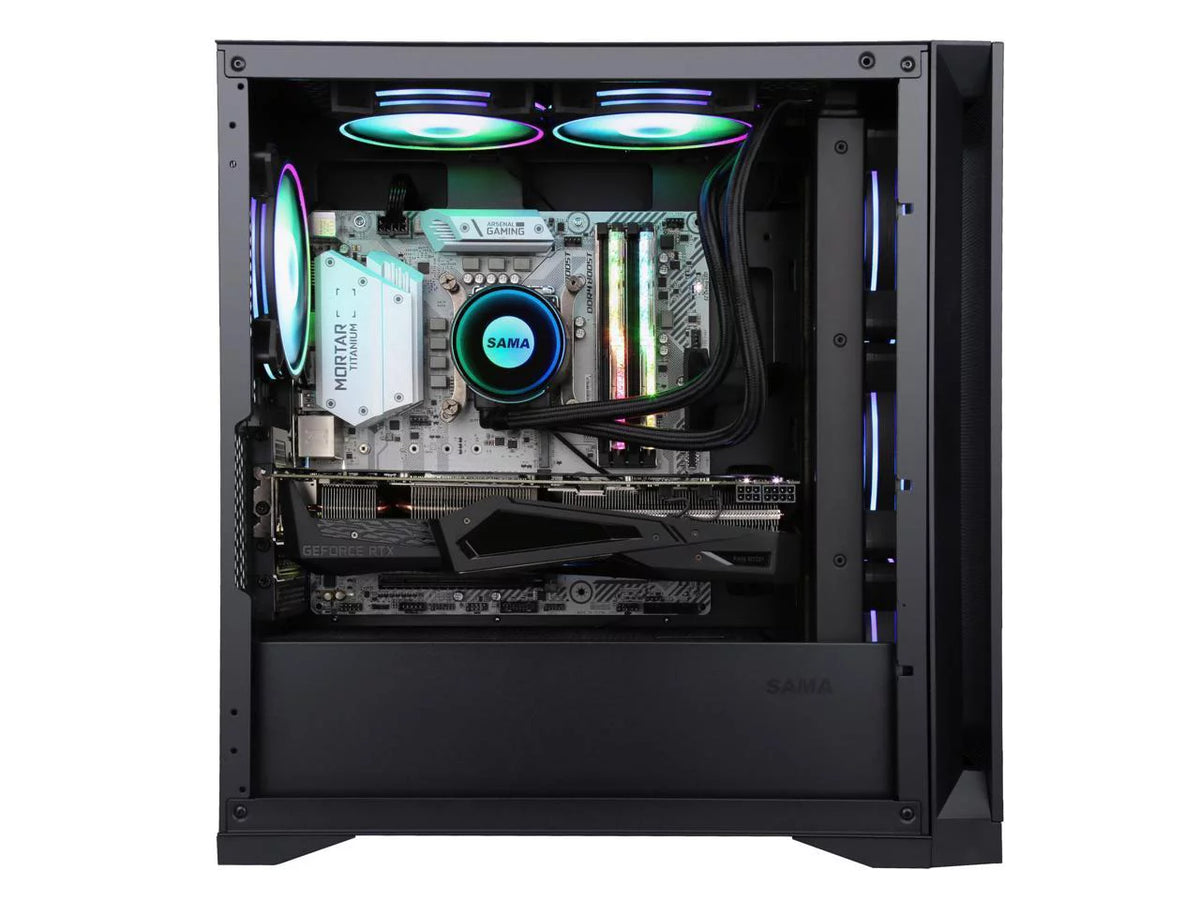 Black Tempered Glass PC Gaming Case with 4 x ARGB Fans U4183