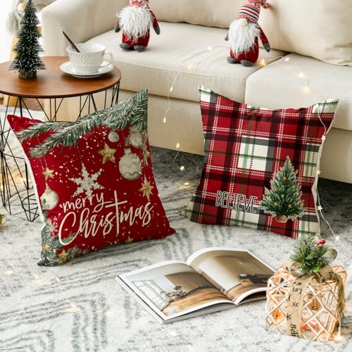 Christmas Throw Pillow Covers 18 x 18 Inch Set of 4 T9253