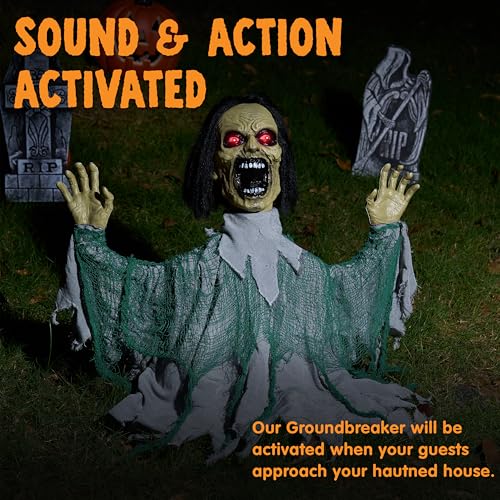 Animated Zombie Groundbreaker Outdoor Decor with Light Up Eyes K96005