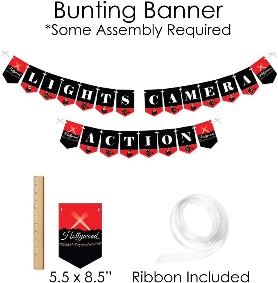 Red Carpet Hollywood Banner and Photo Booth Decorations Party Supplies Kit R6398