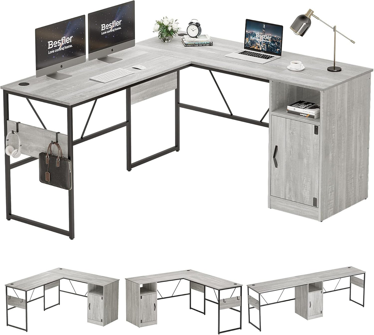 L Shaped Desk with Storage Cabinet 60 Inch Z6793
