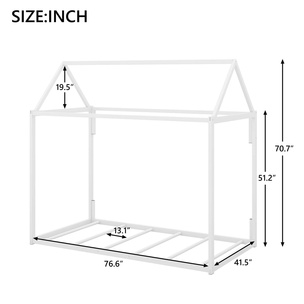 White Metal Twin Size Canopy Bed F996859
