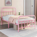 Queen Metal Bed Frame with Headboard & Footboard, White J549