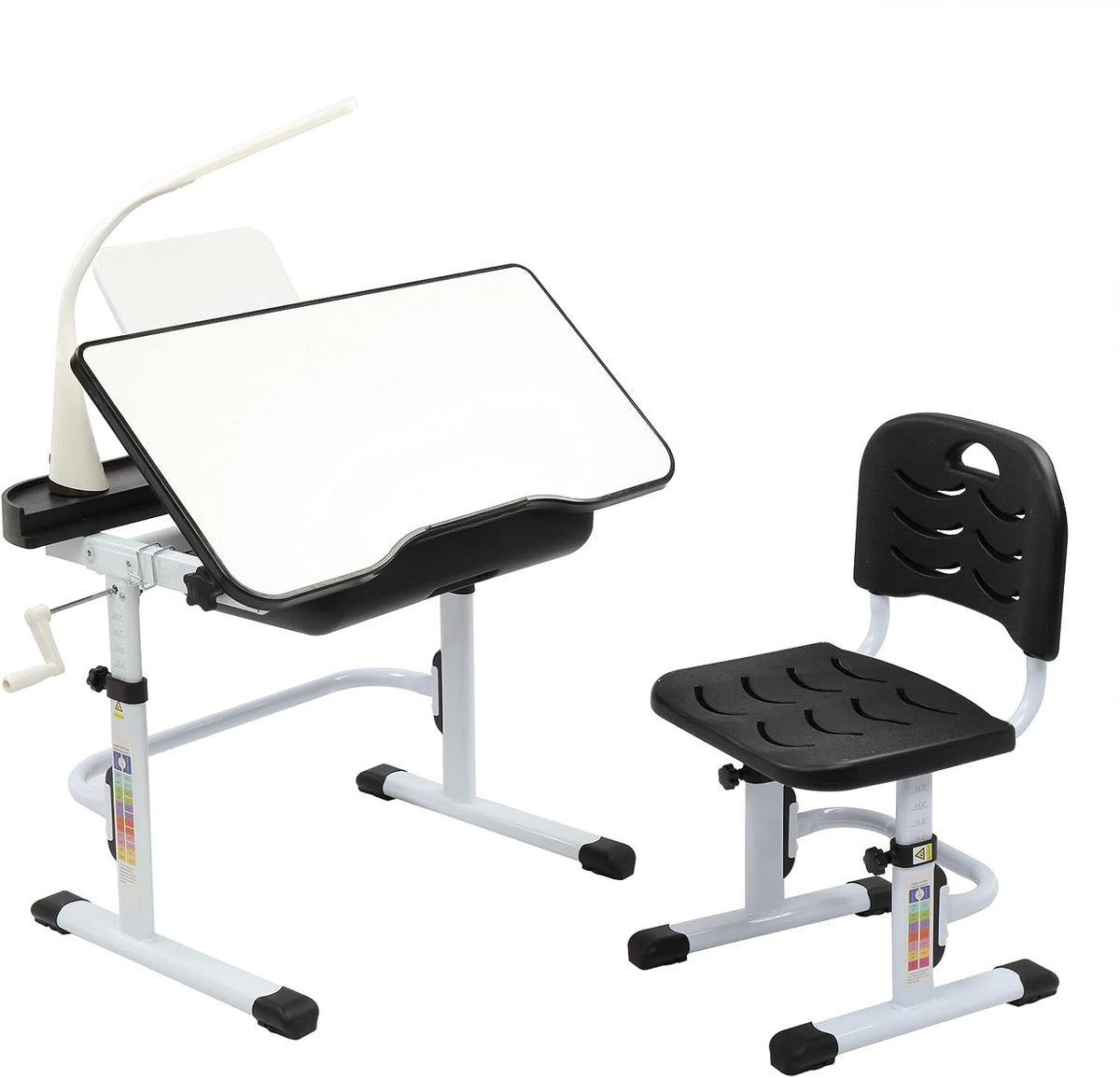 Black Height Adjustable Kids Desk and Chair Set with LED Light L58818