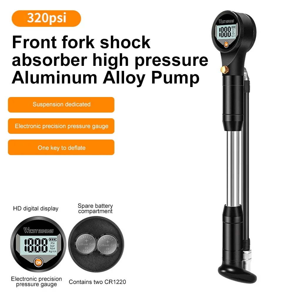 320PSI High Pressure Bike Air Shock Pump with Digital Gauge I20180