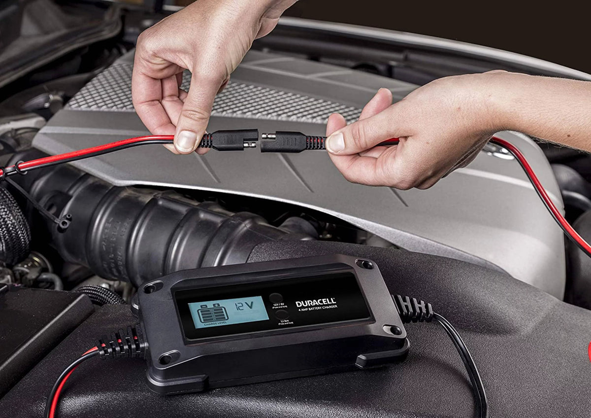 4 Amp Battery Charger Maintainer with LCD Display for 6V, 12V, Lithium Ion Battery Y185