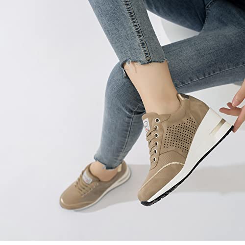 Black High Heel Wedge Sneakers Y931
