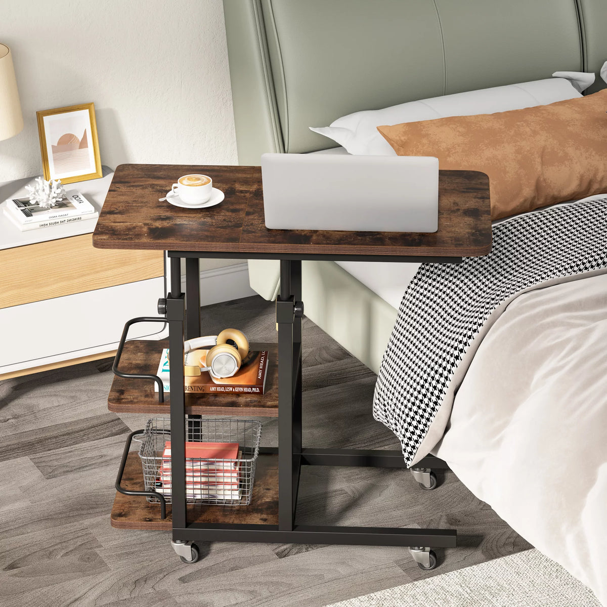 Height Adjustable C Table with Storage and Tiltable Drawing Board A644