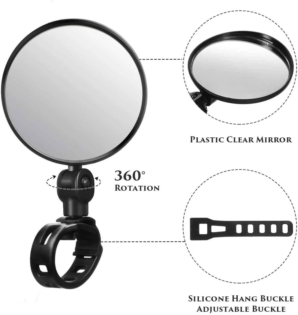 2 Pieces Bike Rearview Mirror for Mountain Road Bike B1888