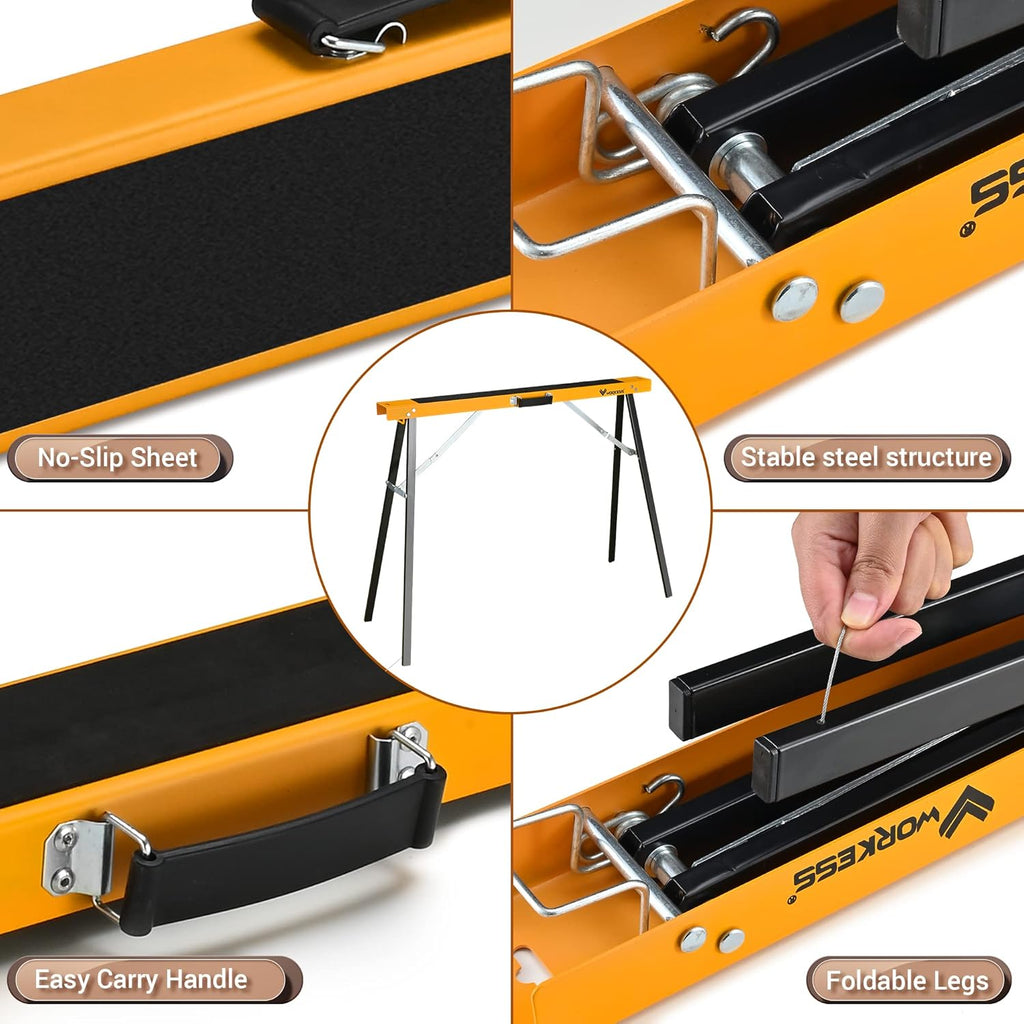 Twin Pack Portable Folding Sawhorse, 275 LBS Capacity Each W642593