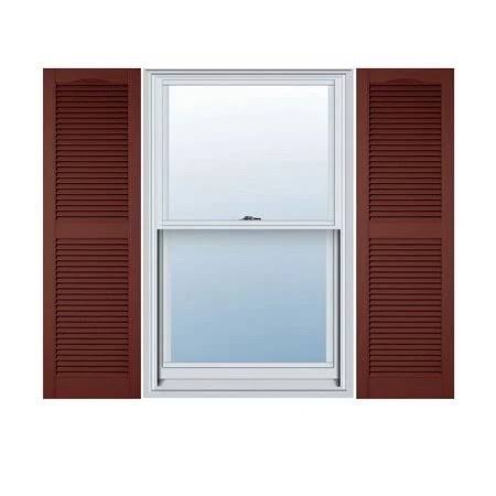 14 1/2 inchw x 64 inchh Vinyl Cathedral Top Center Mullion Open Louver Shutter B945976