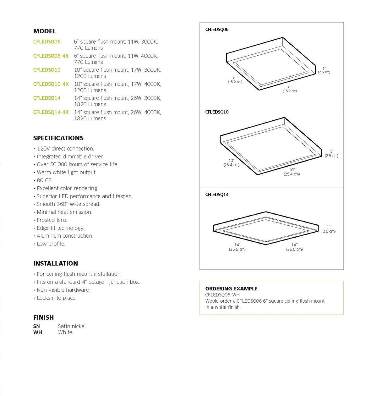Satin Nickel LED Square Flush Mount R7027