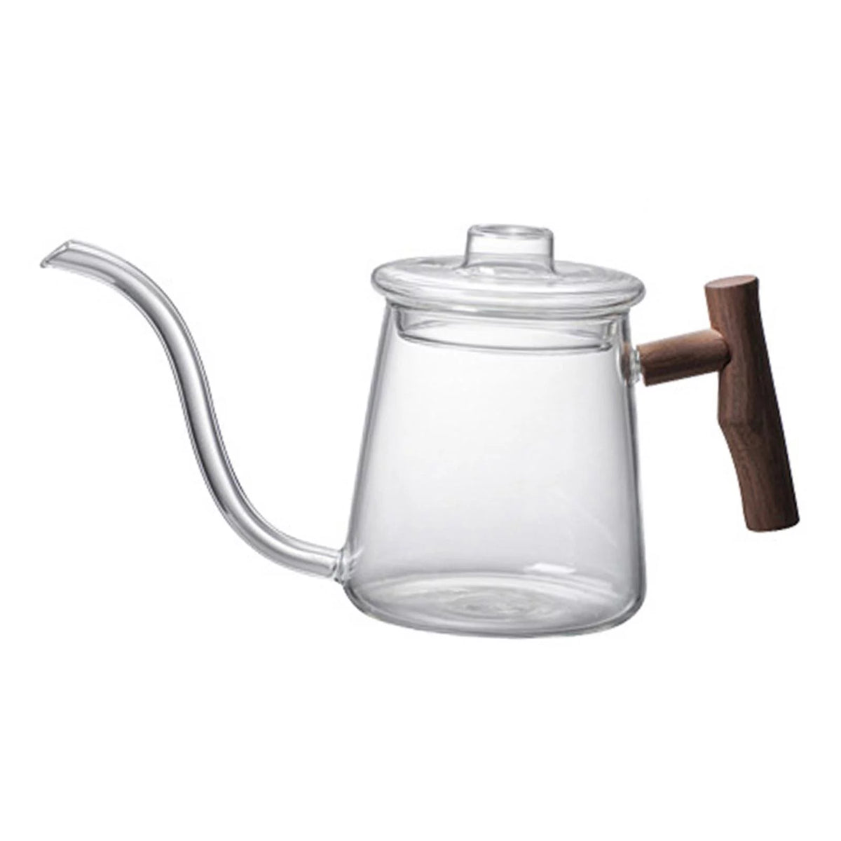 High Borosilicate Glass Gooseneck Kettle Wooden Handle 480ML Z180075