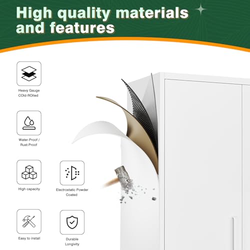 Metal Black Storage Cabinet with Adjustable Shelves and Lock Door P50033