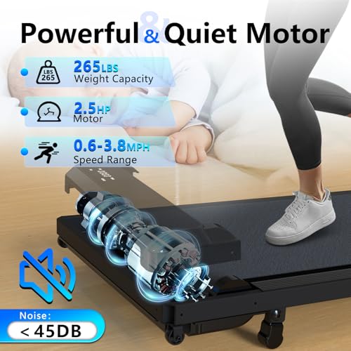 3-in-1 Walking Pad with Incline, 2.5 HP Under Desk Treadmill, 265 LBS Compact Treadmill with LED Display R33414