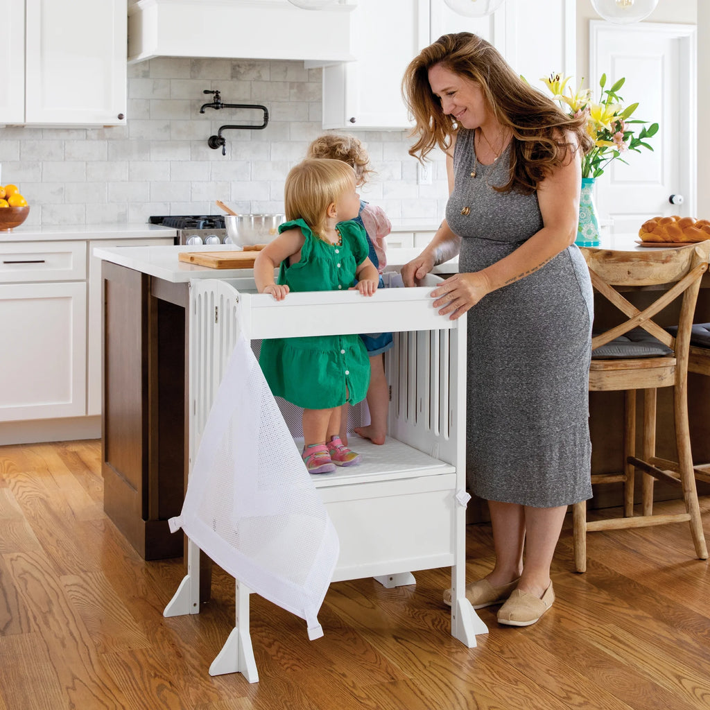 White Foldable Wooden Double Step Stool Z473429