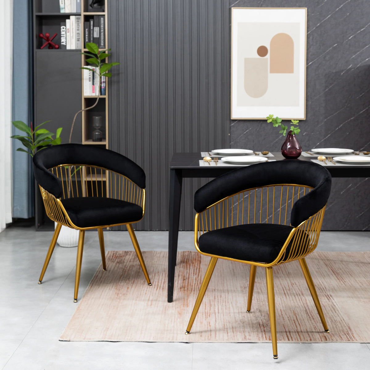 Set of 2 Black Velvet Dining Chairs G460869