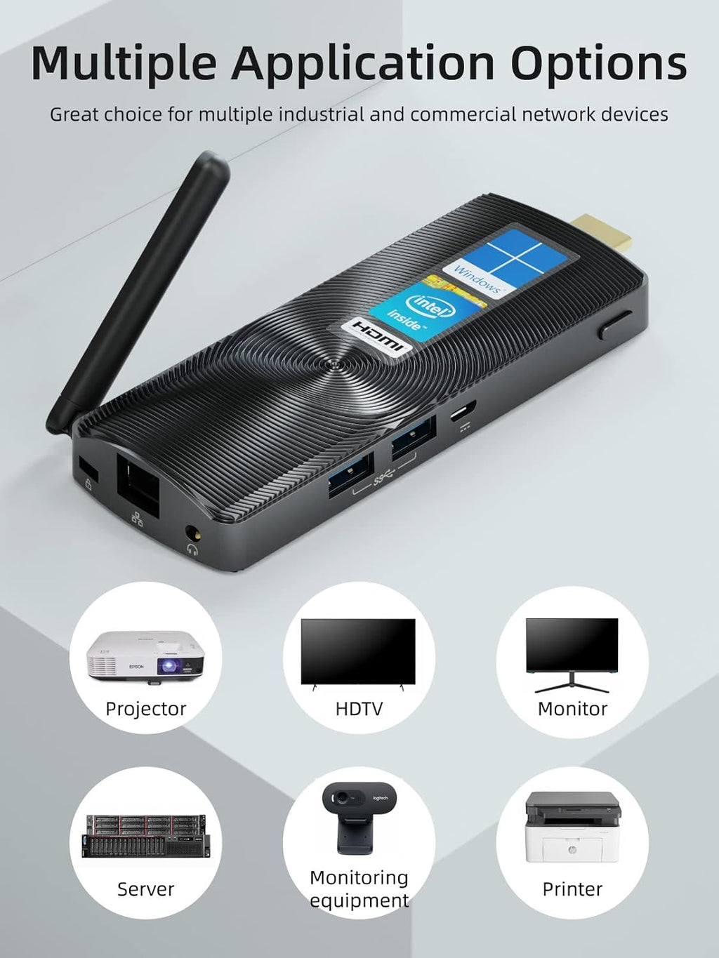 Mini PC Stick Fanless Windows 11 Pro Celeron J4125 8GB/256GB Small Computer Y536