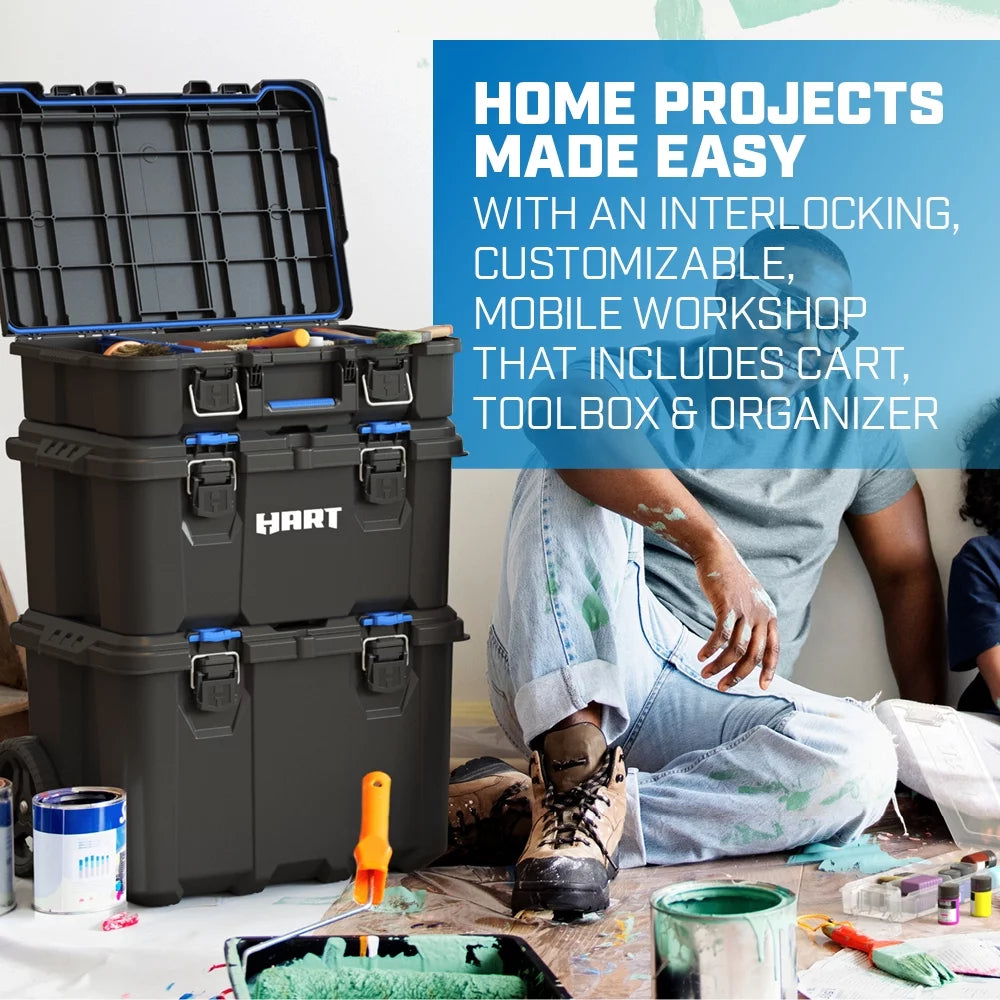 3 Piece Resin Plastic Modular Toolbox System U6648