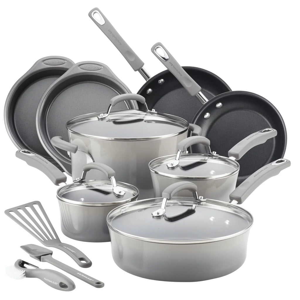15 Piece Hard Enamel Nonstick Pots and Pans Set O474269