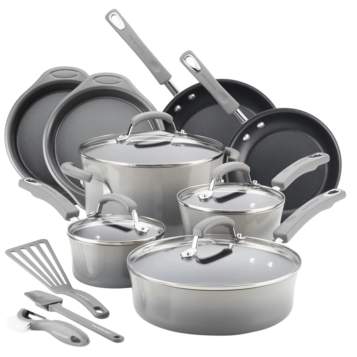 15 Piece Hard Enamel Nonstick Pots and Pans Set O474269