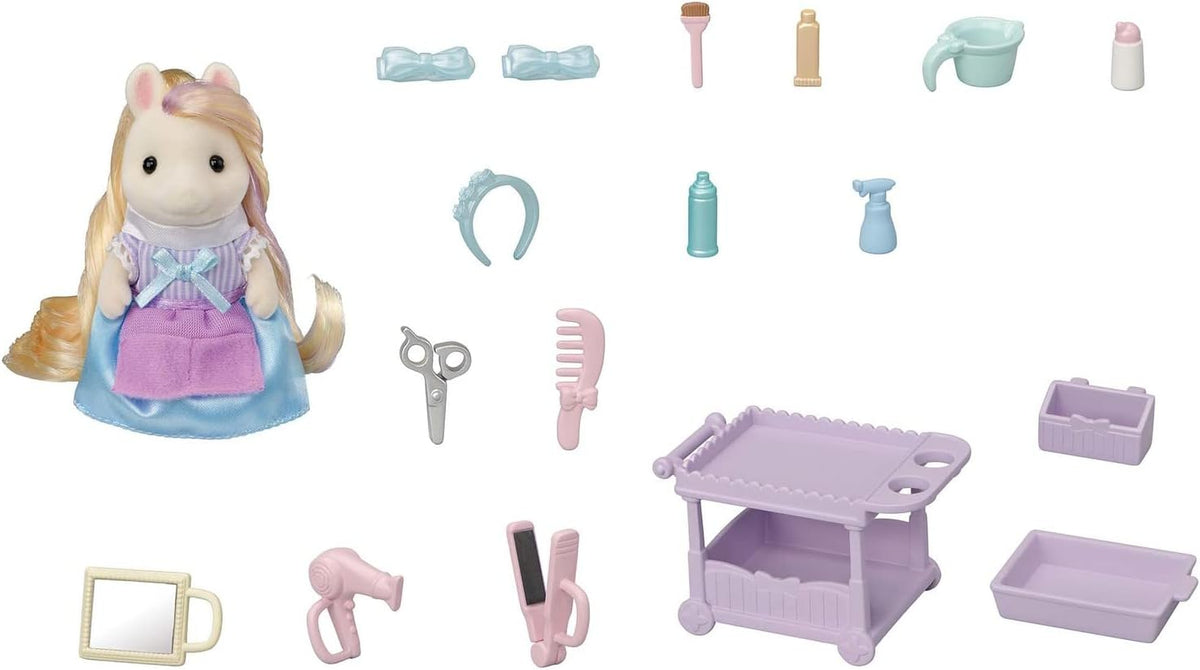 Pony's Hair Stylist Set Dollhouse Playset with Figure and Accessories W397499