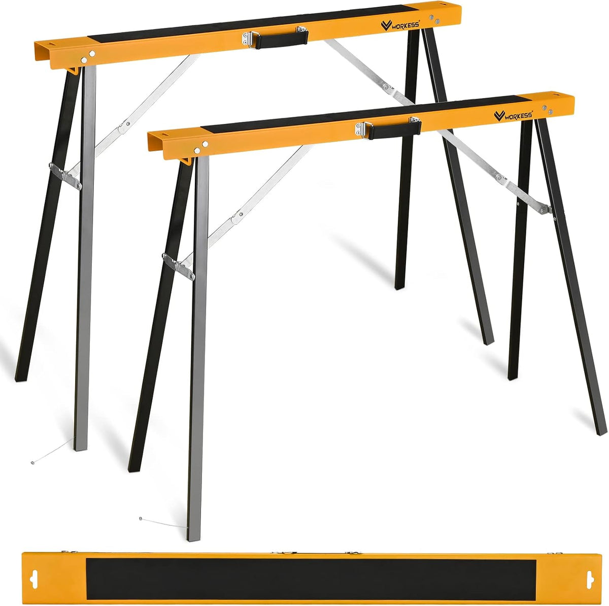 Twin Pack Portable Folding Sawhorse, 275 LBS Capacity Each W642593