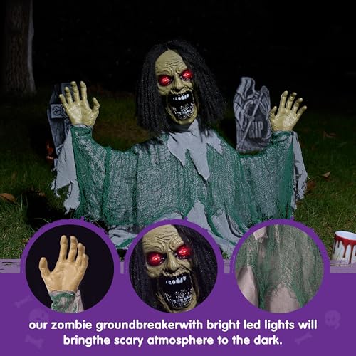 Animated Zombie Groundbreaker Outdoor Decor with Light Up Eyes K96005