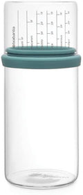 Glass Storage Jar with Measuring Cup, 1L, Mint, 10.4 x 10.4 x 23 cm Q76575