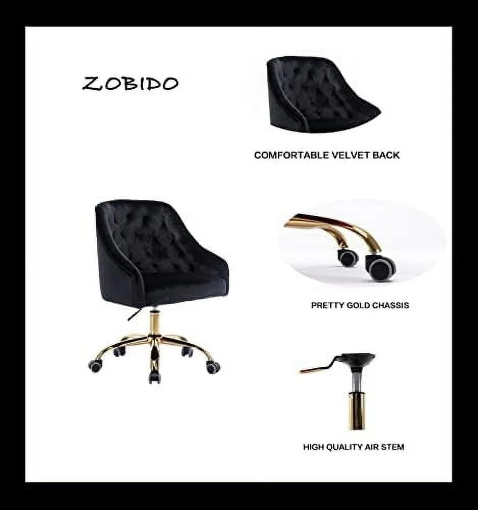 Pink Velvet Upholstered Swivel Desk Chair with Wheels L187