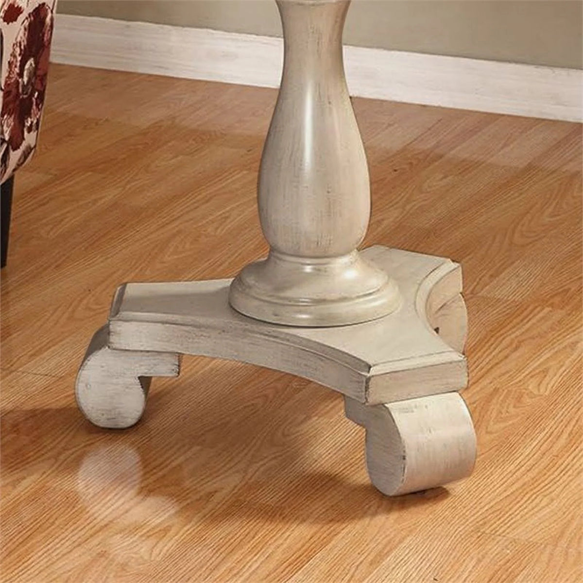 White Round Wood Pedestal End Table Y9508