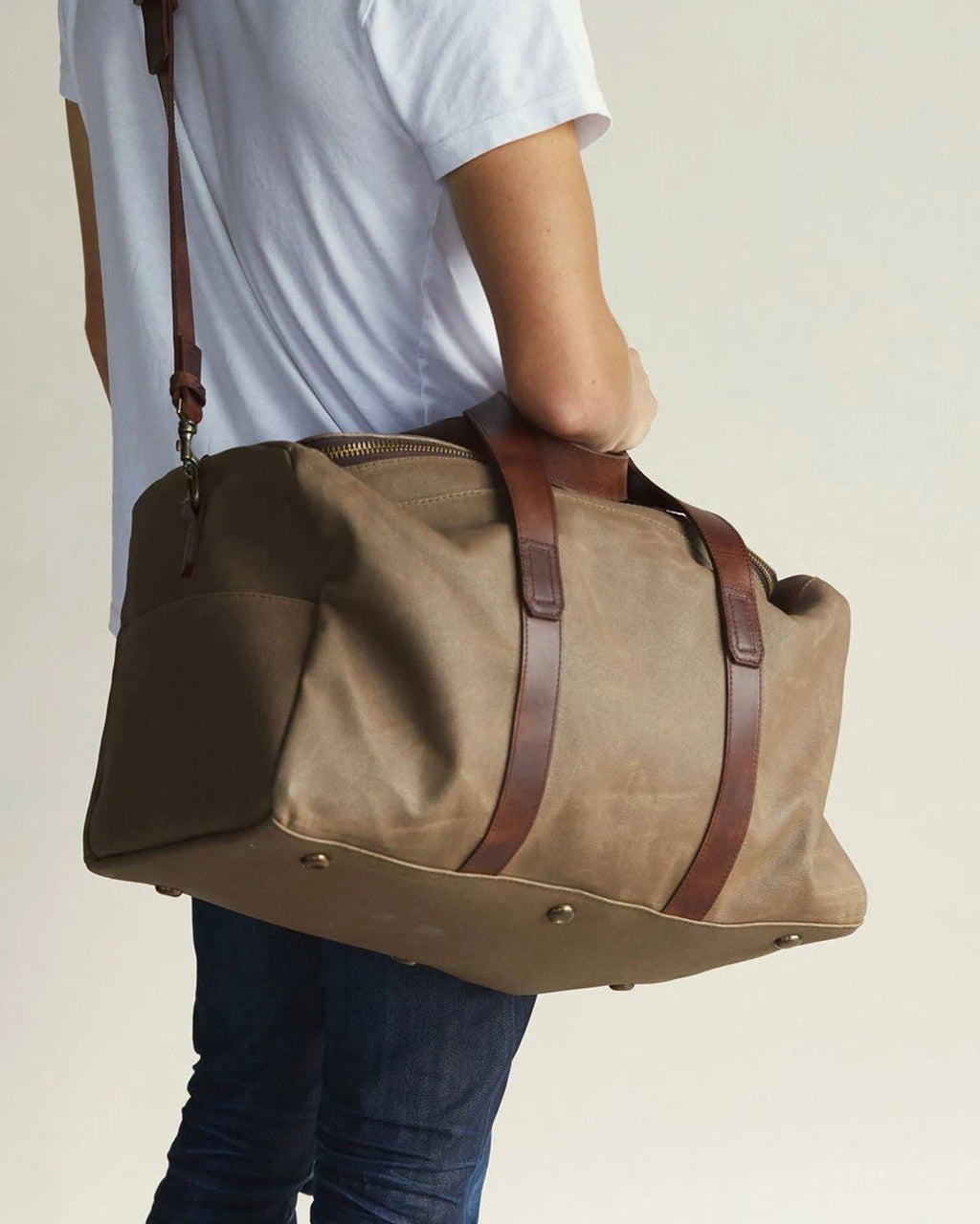 Leather Waxed Canvas Weekender Bag G26561