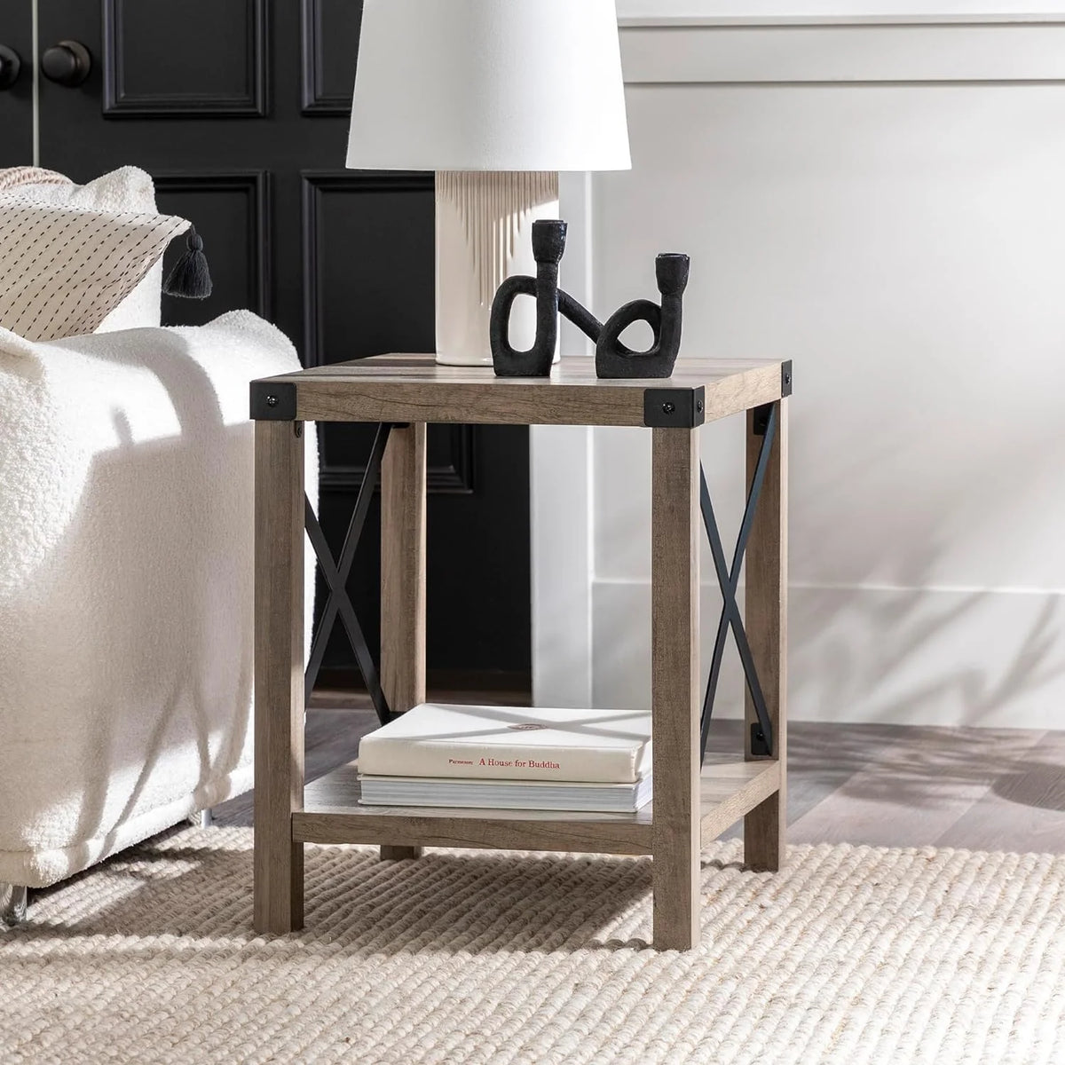 18 Inch Grey Wash Side Table M2258