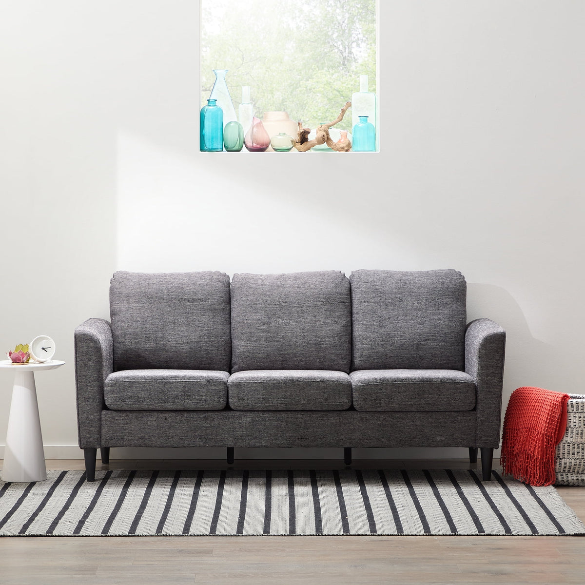 Charcoal Fabric Upholstered Sofa R686