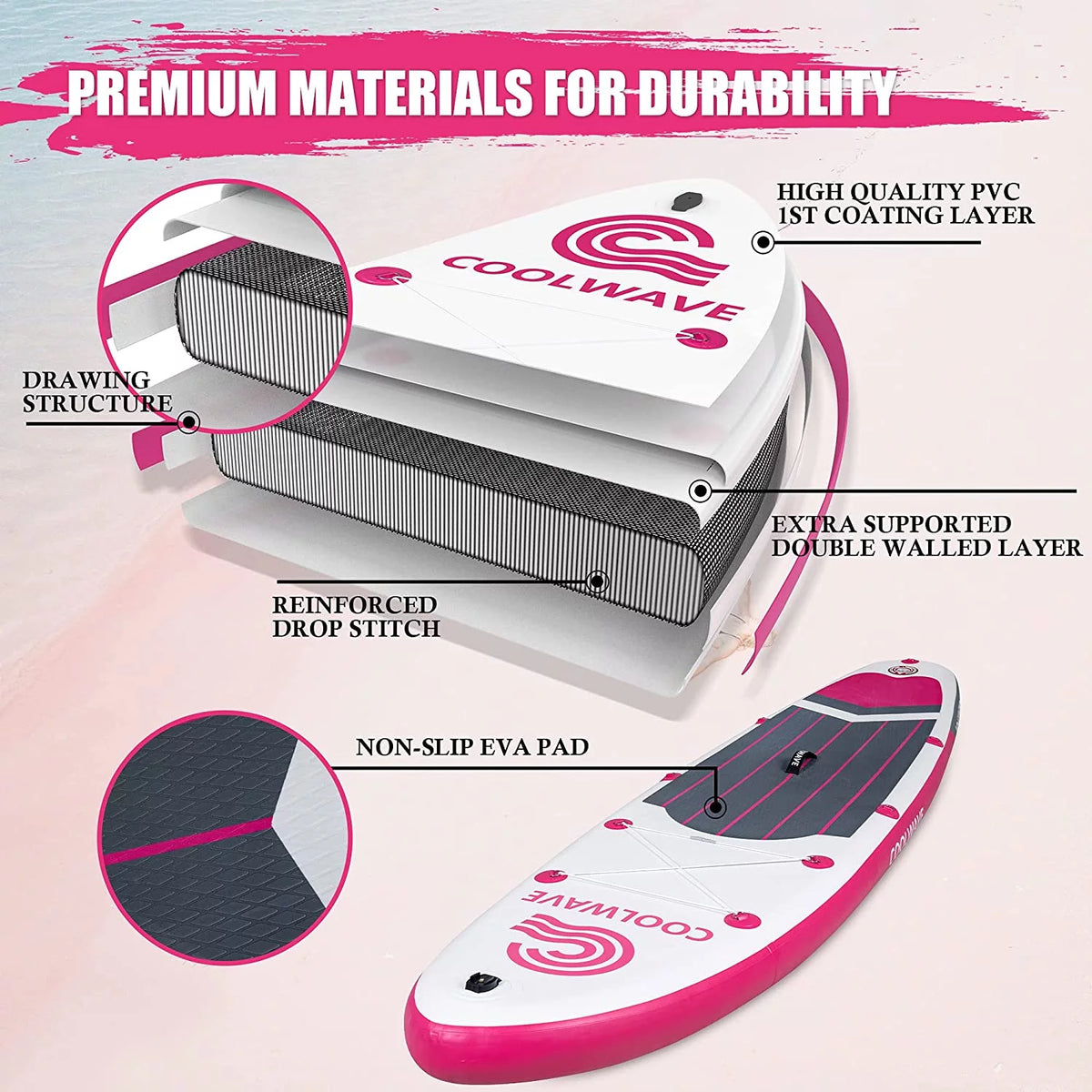 Pink Inflatable Paddle Board J59690