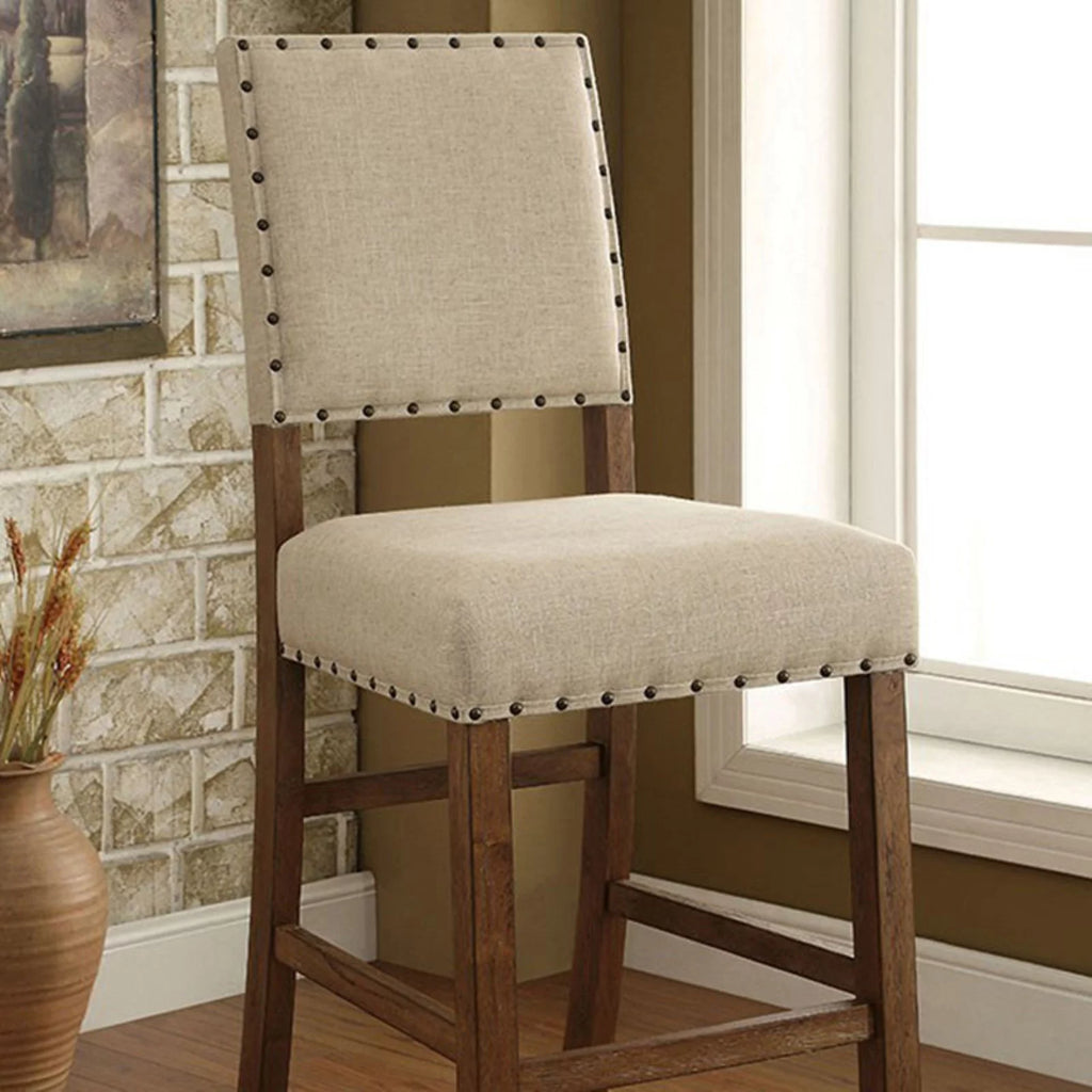 Ivory Linen Bar Chair Set of 2 V4888