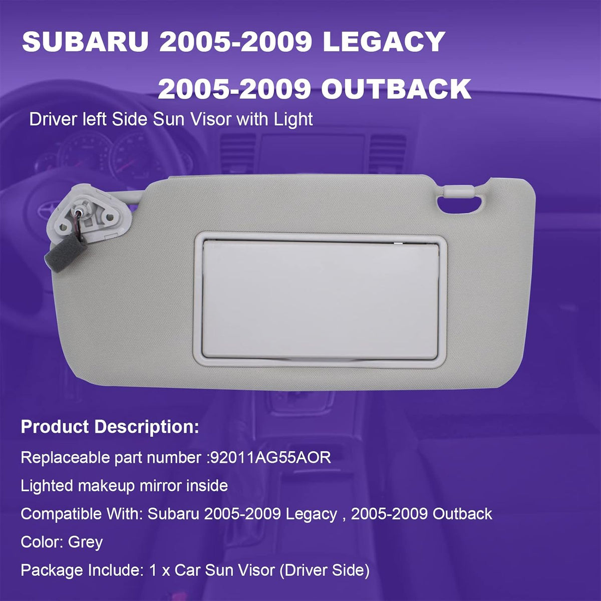 Grey Sun Visor Pack of 2 V3504