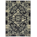 Moss Medallion Black Ivory Micro Fiber Rug 5'3" x 7'6" Y356014