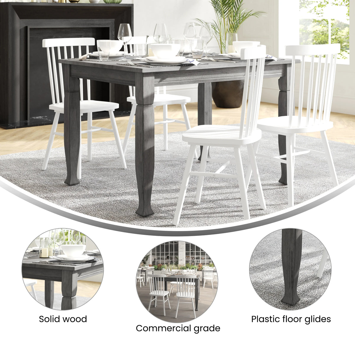 47" Wooden Dining Table with Sculpted Legs W752