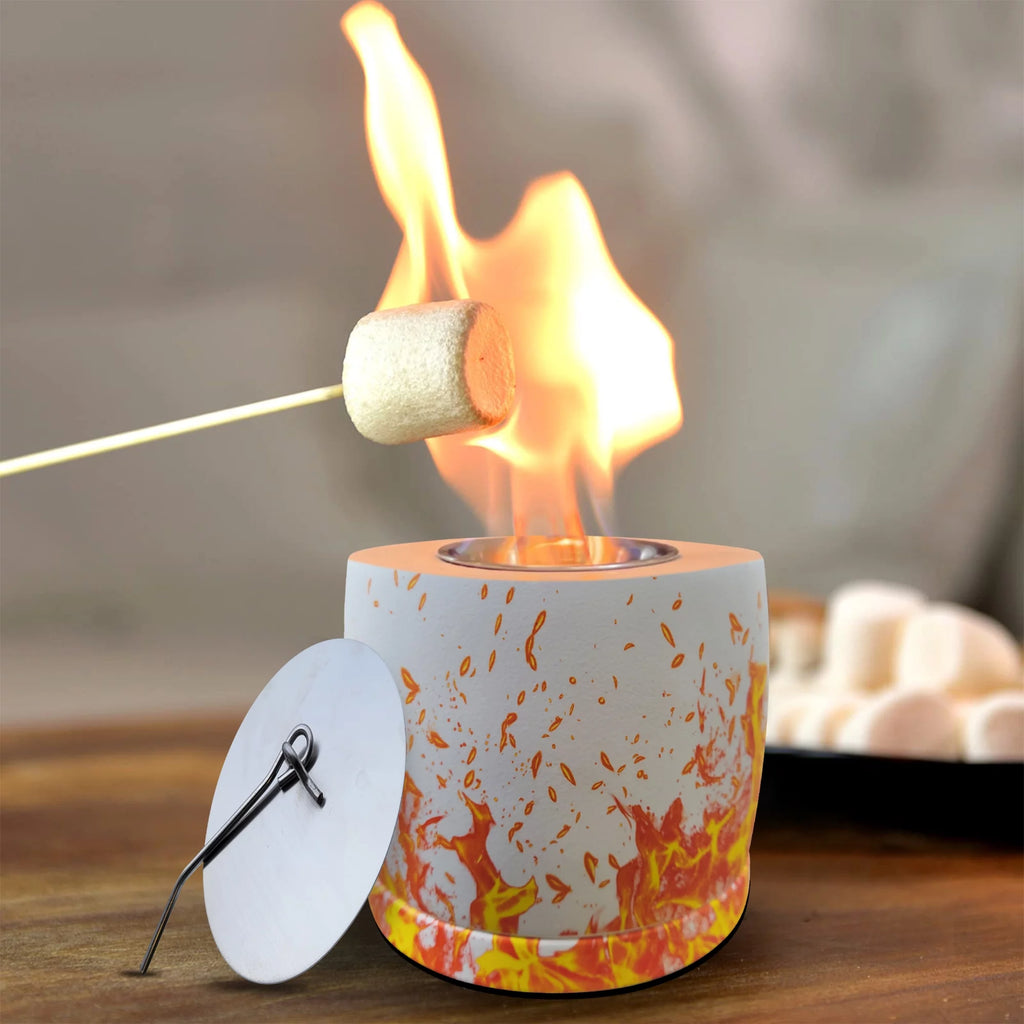 White Round Concrete Bio Ethanol Tabletop Fire Pit R8163