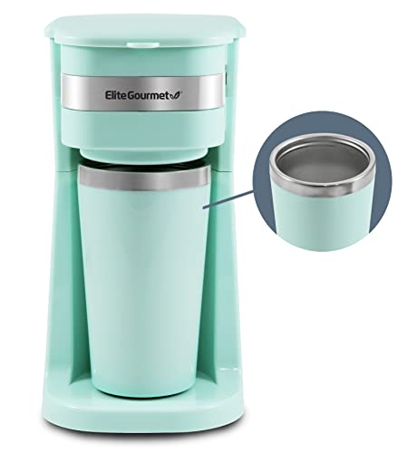 Black Compact Single-Serve Coffee Maker with 14Oz. Stainless Steel Travel Mug H69520