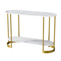 White Marble Pattern 2-Tier Console Table Y7828