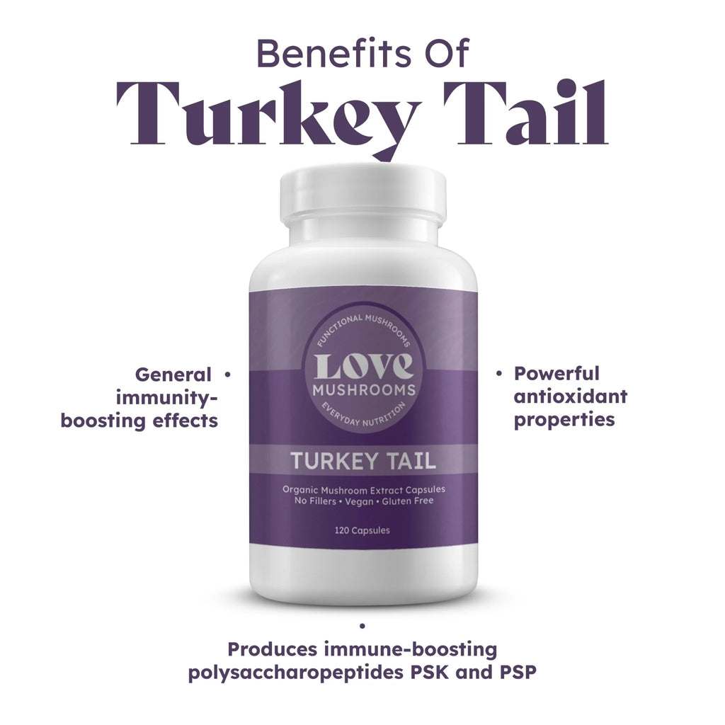 Turkey Tail Mushroom Extract Capsules Organic 120 Count X657217