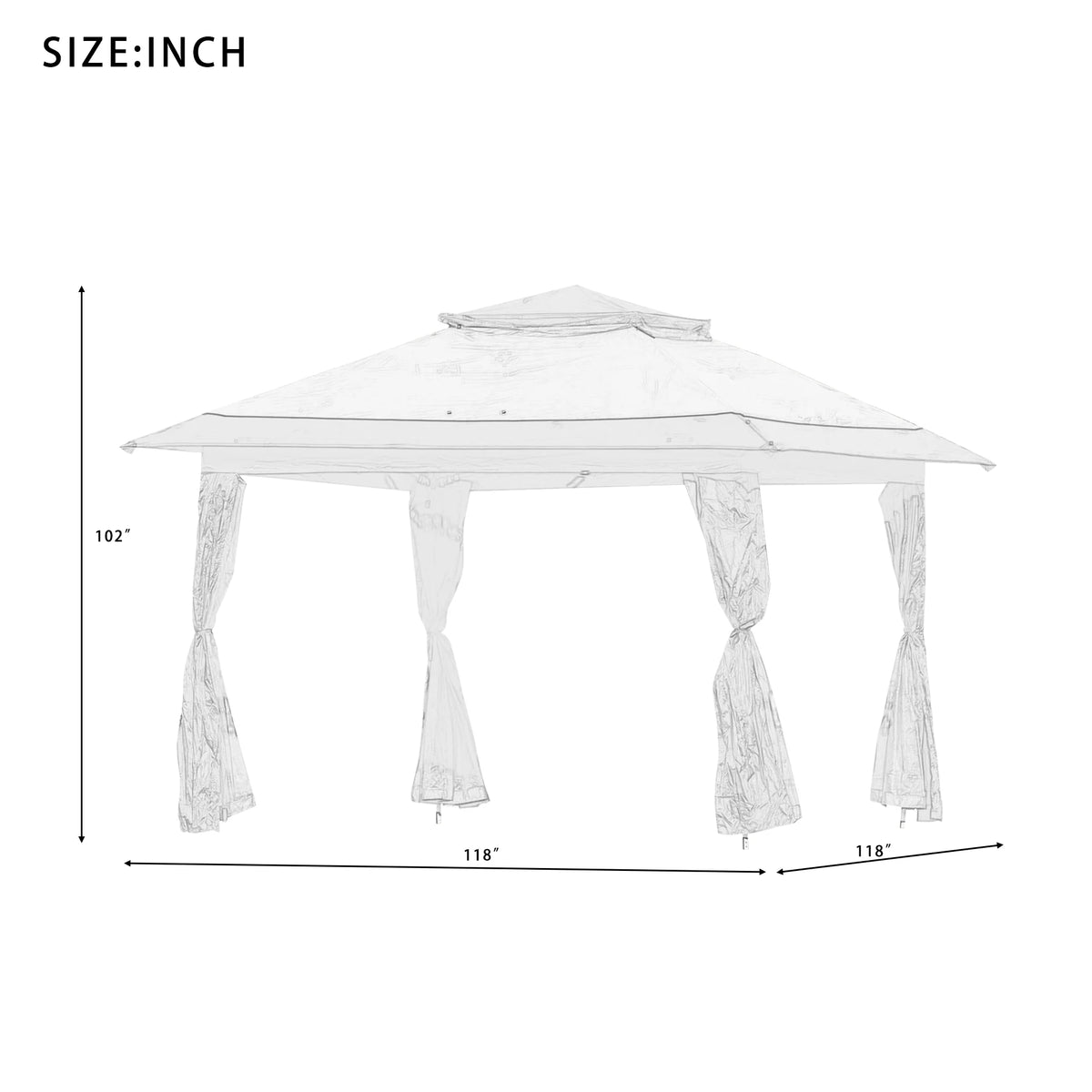 10' X 10' Outdoor Gazebo Tent with Metal Frame, khaki N7952