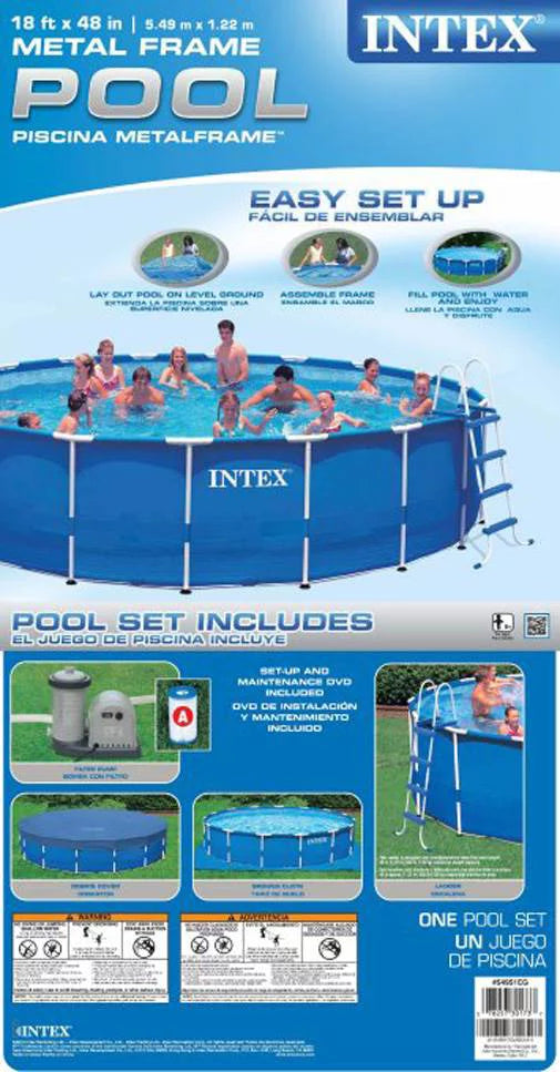 18ft x 48in Round Metal Frame Above Ground Swimming Pool Set G720