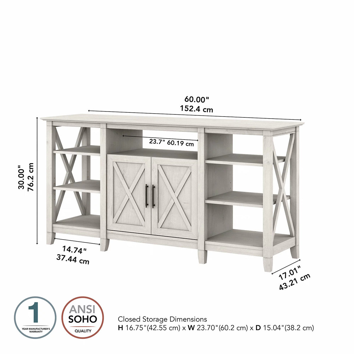 Linen White Oak Tall TV Stand for 65 Inch TV X708
