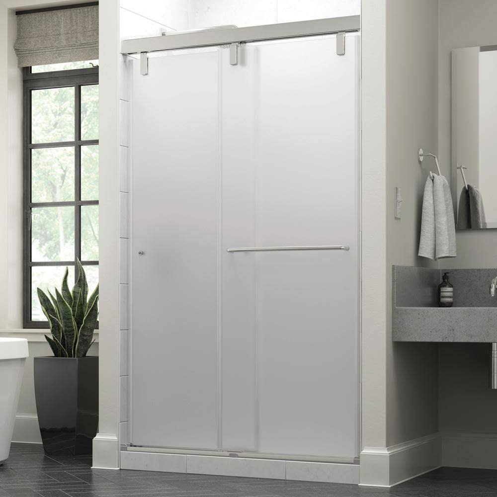 Frameless Sliding Shower Door in Chrome with Niebla Glass Z8350