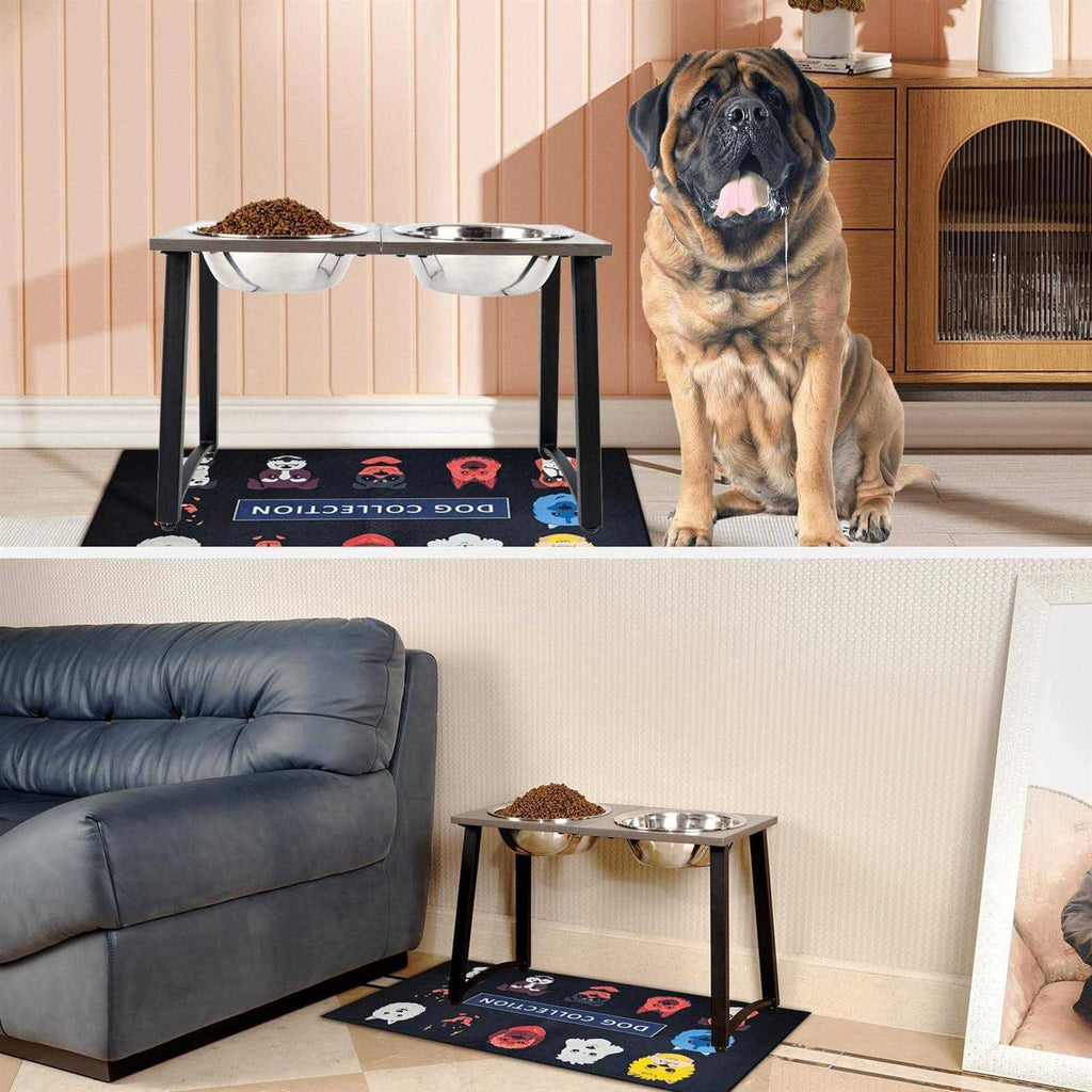 Elevated Dog Bowls with 2 X-Large Stainless Steel Bowls and Slow Feeder W6738